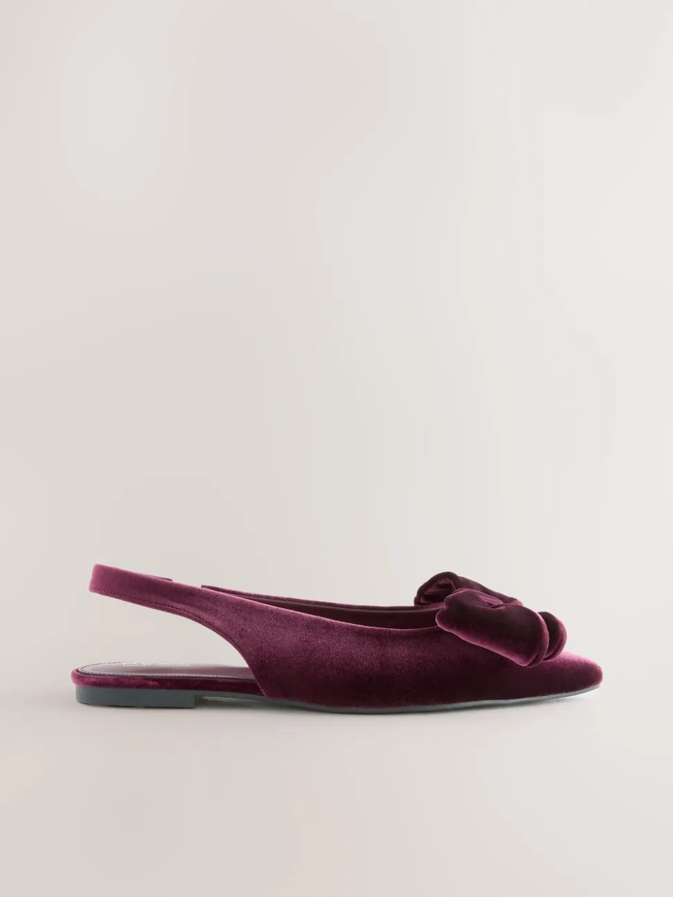 Burgundy Red Velvet Forever Comfort® Point Toe Bow Slingback Flat Shoes