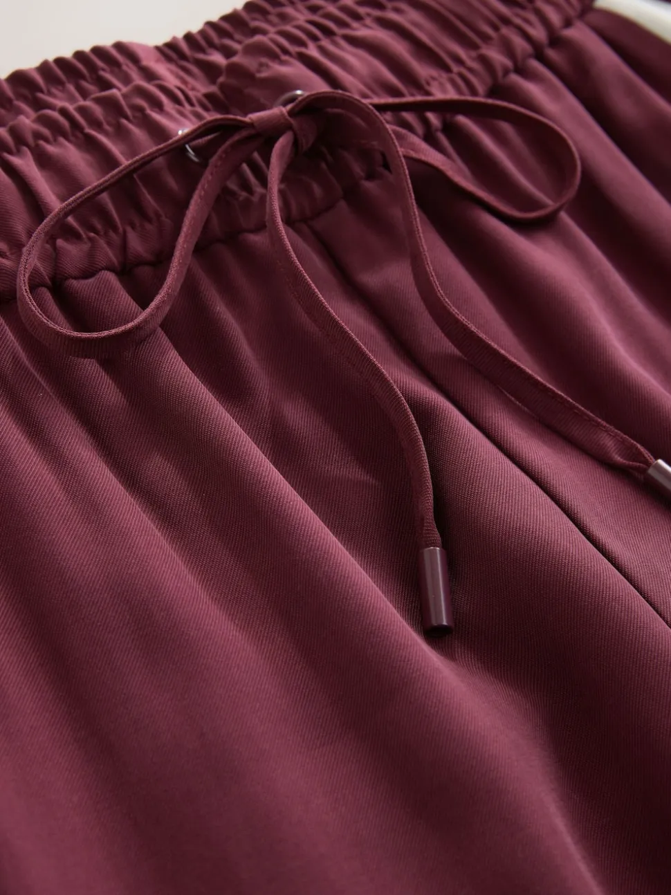 Burgundy Red Wide Leg Side Stripe Trousers