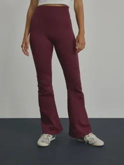 Burgundy Ribbed Kickflare Leggings