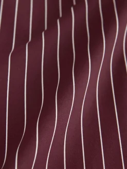 Burgundy Stripe Fitted Stretch Essential Long Sleeve Shirt