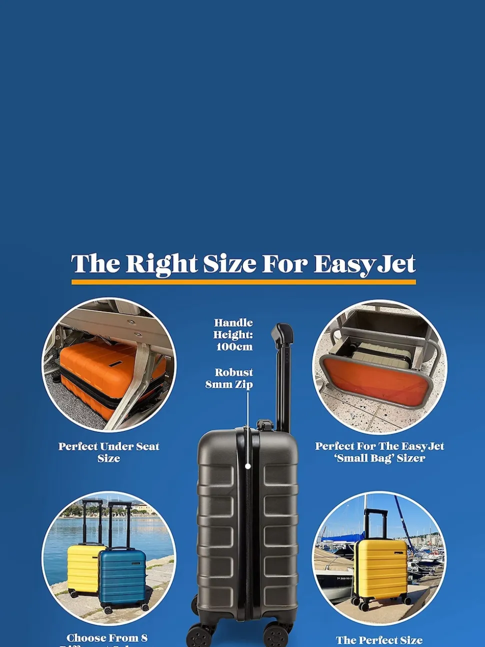 Cabin Max Rose Gold Anode 30L Underseat Hand Luggage Cabin Case for EasyJet 45x36x20cm