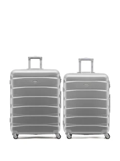 CABIN PRO Silver Set of 2 Medium & Large Check-In Hold Luggage Hardcase Travel Suitcases