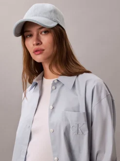Calvin Klein Blue Burnout Emblem Logo Denim Cap
