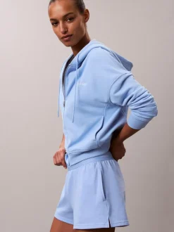 Calvin Klein Blue Cotton Terry Blend Zip Lounge Hoodie