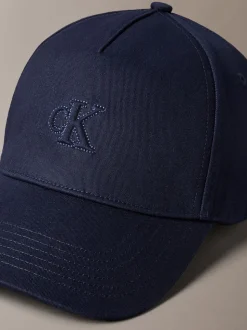 Calvin Klein Blue Monogram Shine Embroidery Moire Cap