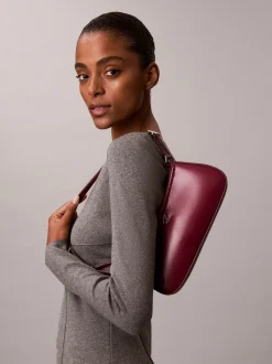 Calvin Klein Red Monogram Logo Hardware Shoulder Bag