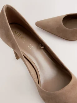 Camel Suede Extra Wide Fit Leather Mid Court Shoes