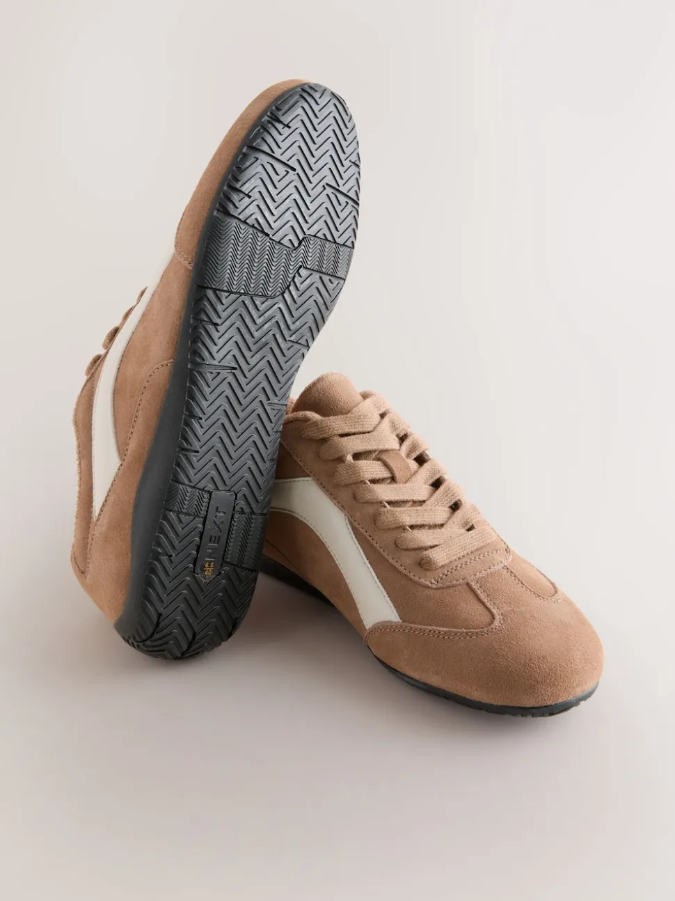 Camel Suede Forever Comfort® Leather Slimsole Lace-Up Trainers
