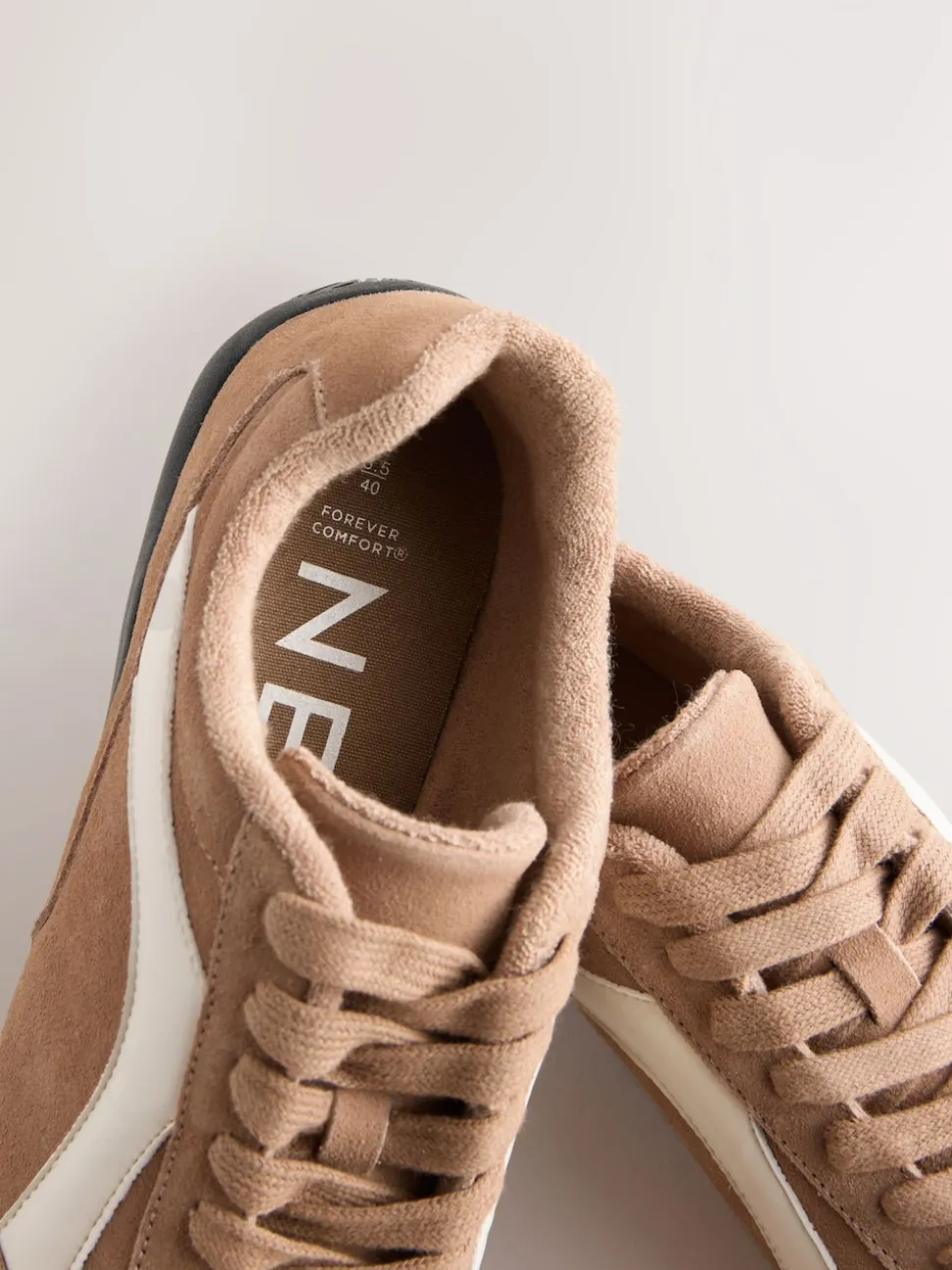 Camel Suede Forever Comfort® Leather Slimsole Lace-Up Trainers