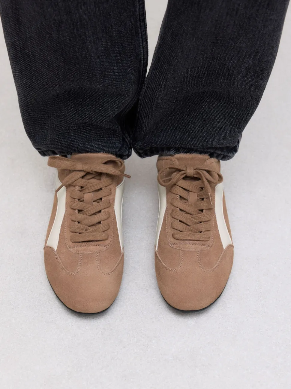 Camel Suede Forever Comfort® Leather Slimsole Lace-Up Trainers