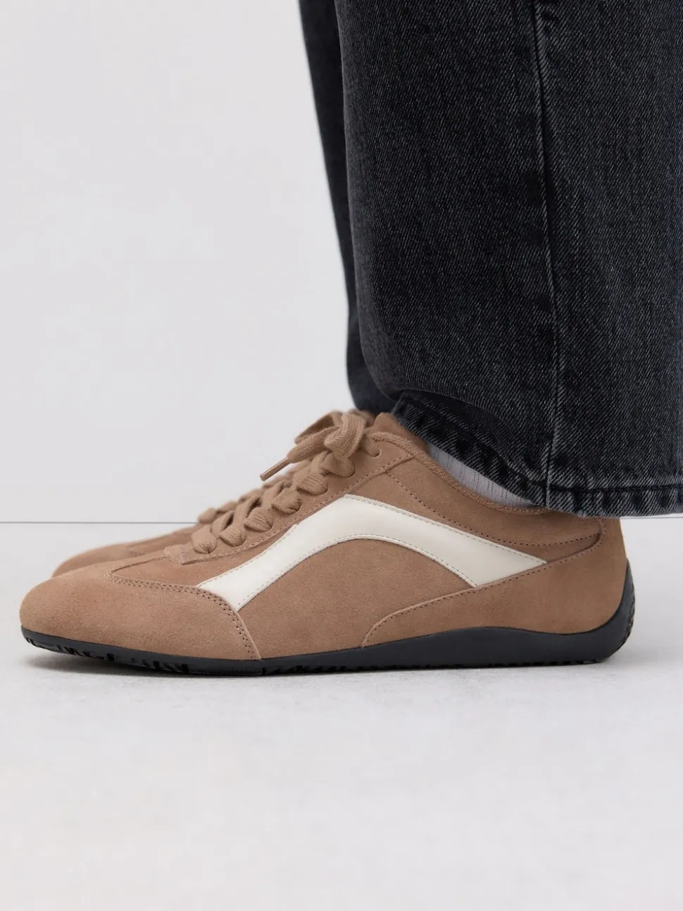 Camel Suede Forever Comfort® Leather Slimsole Lace-Up Trainers
