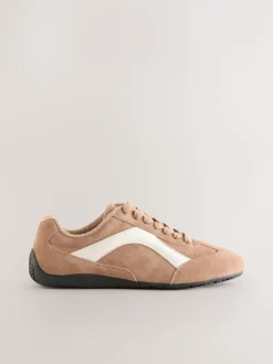 Camel Suede Forever Comfort® Leather Slimsole Lace-Up Trainers
