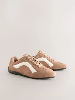 Camel Suede Forever Comfort® Leather Slimsole Lace-Up Trainers