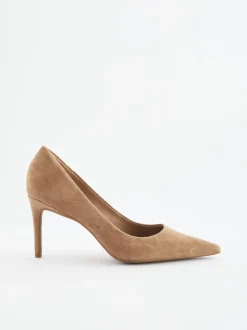 Camel Suede Standard/Wide Fit Leather Mid Court Shoes
