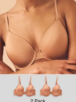 Caramel Nude Full Cup A-E Smoothing Ultimate Comfort Bras 2 Pack
