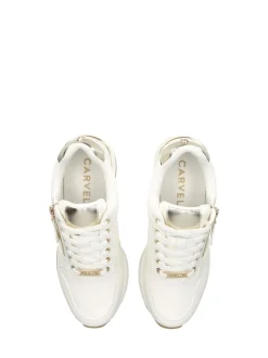Carvela Gold Chrome High Rise Wedge Trainers