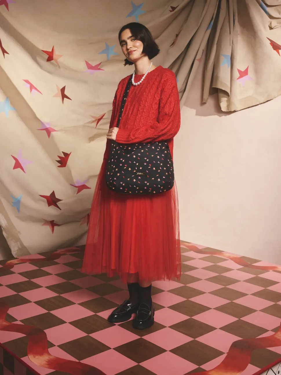 Cath Kidston Black Folding Star Ditsy Sling Cross-Body Bag