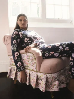 Cath Kidston Navy Peony Print Cotton Twosie Pyjamas