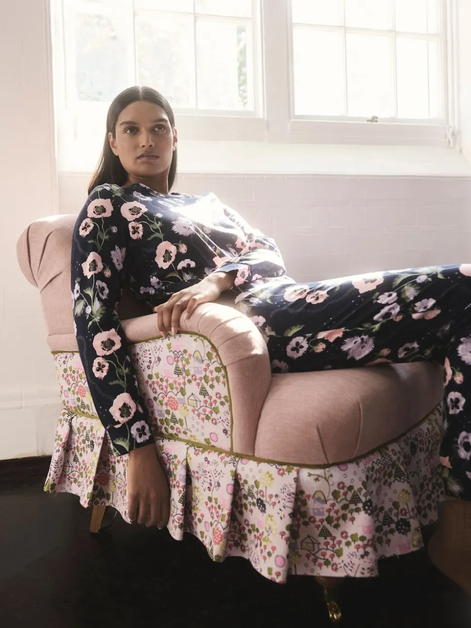 Cath Kidston Navy Peony Print Cotton Twosie Pyjamas