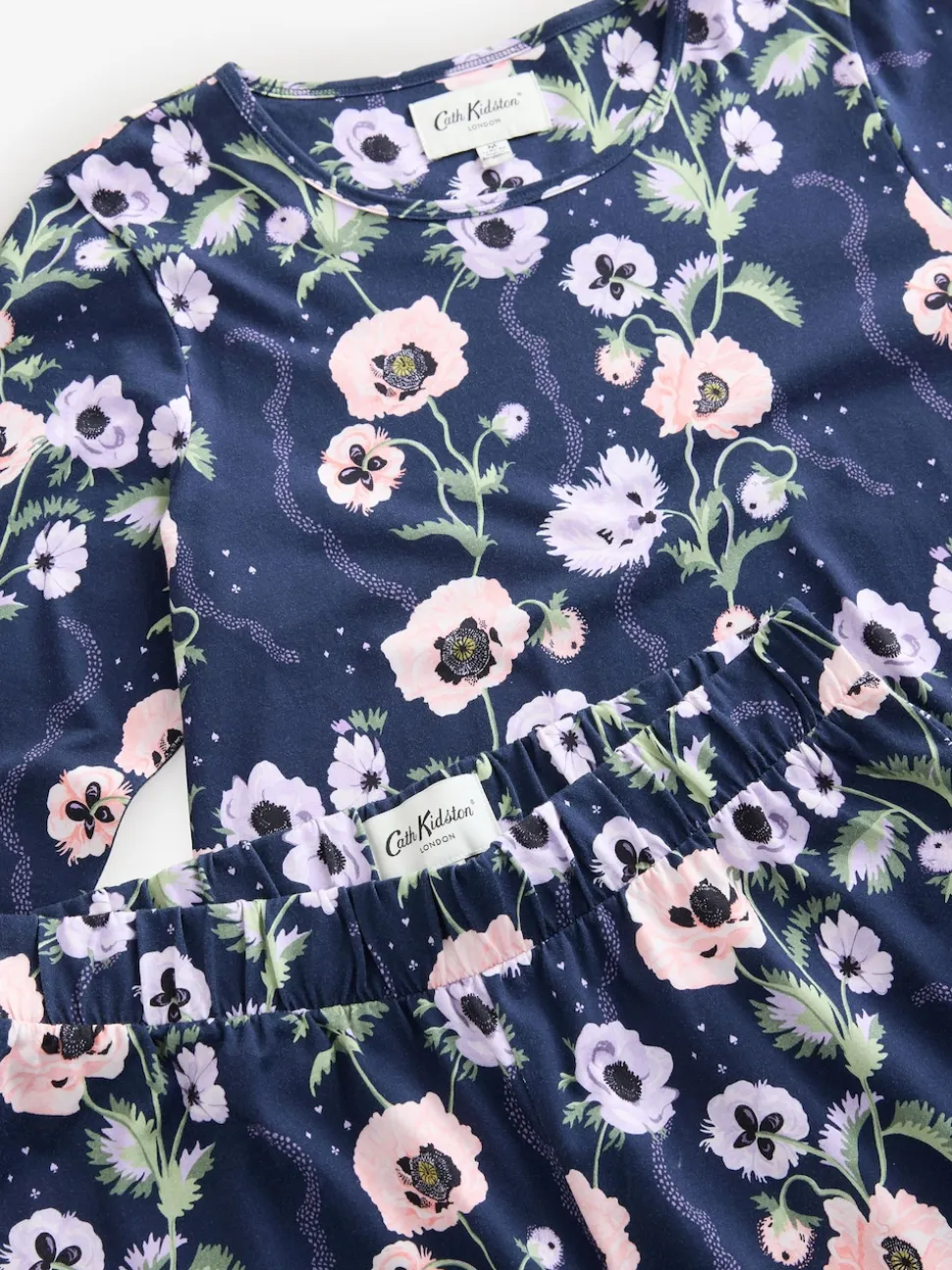 Cath Kidston Navy Peony Print Cotton Twosie Pyjamas