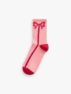 Cath Kidston Pink Bow Cotton Socks 4 Pack