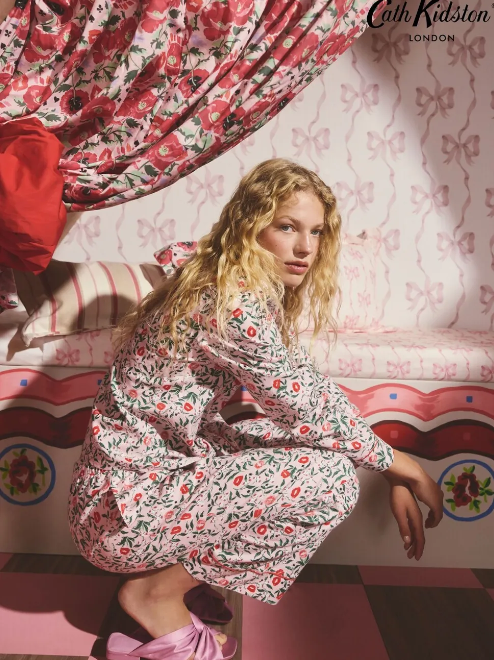 Cath Kidston Pink Kisses Button Through Pyjamas