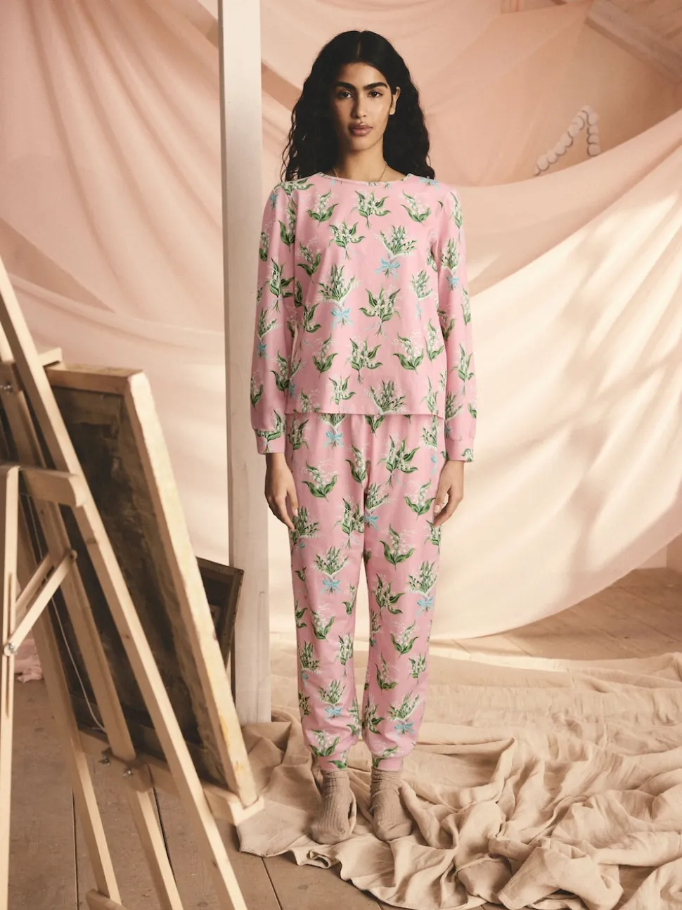 Cath Kidston Pink Lily of the Valley Cotton Twosie Pyjamas