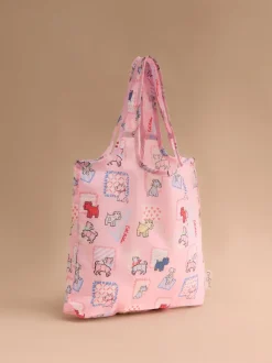 Cath Kidston Pink Teddy Dog Mini Foldaway Shopper Bag