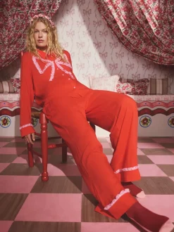 Cath Kidston Red Festive Bow Woven Viscose Pyjamas