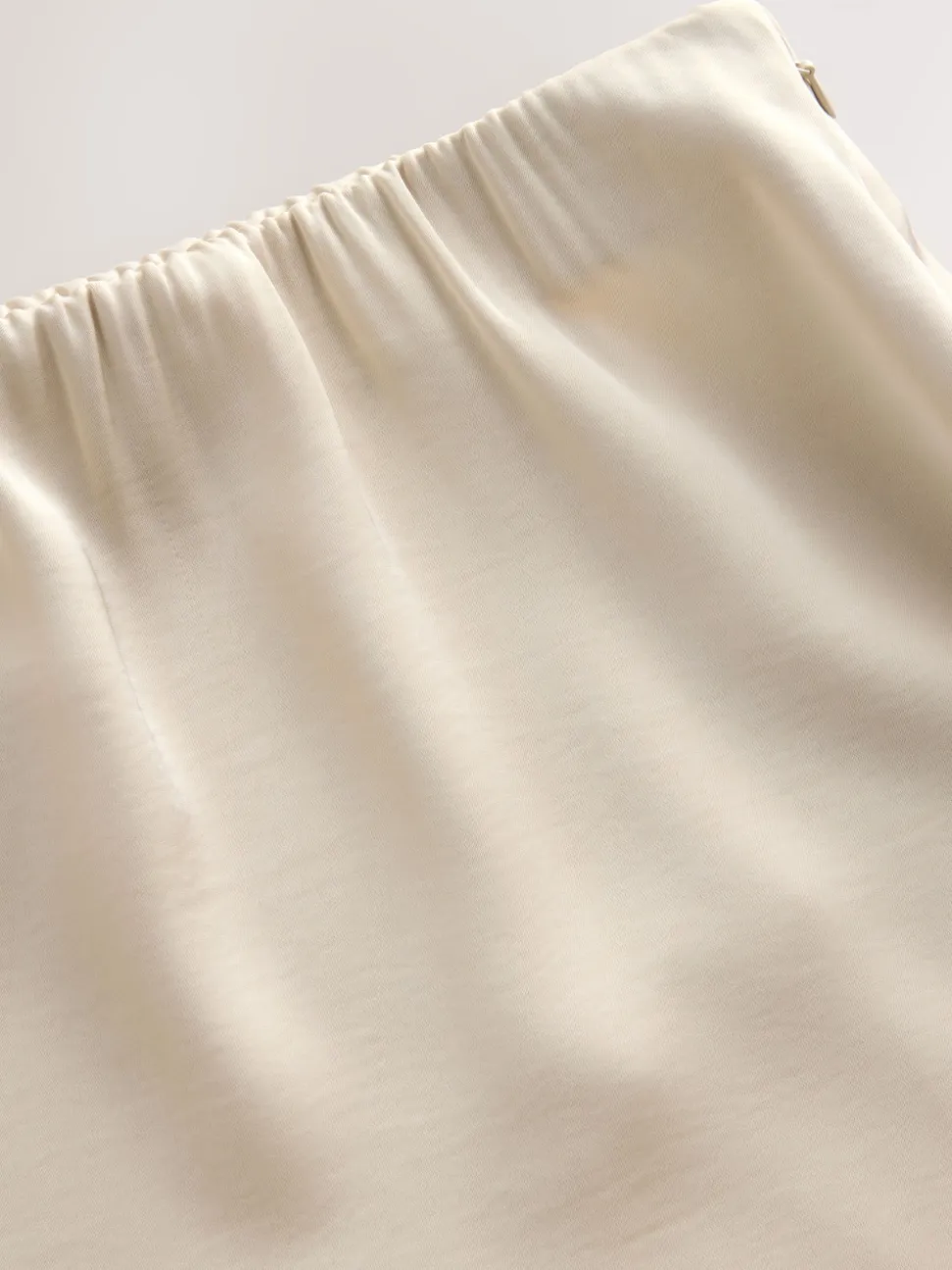 Champagne Gold Satin Midi Skirt With Lace Trim