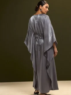 Charcoal Blue Kaftan Shimmer Maxi Dress
