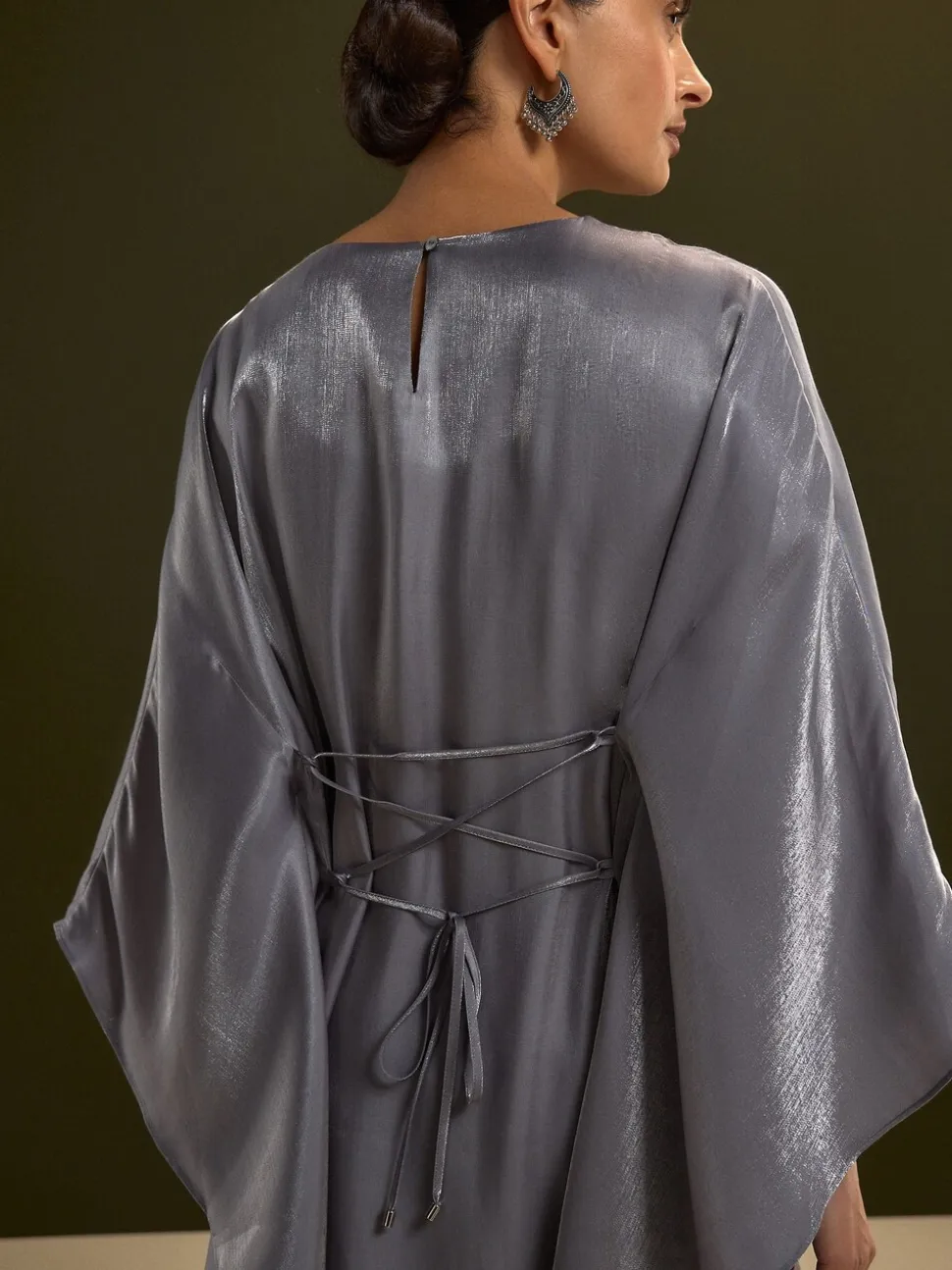Charcoal Blue Kaftan Shimmer Maxi Dress
