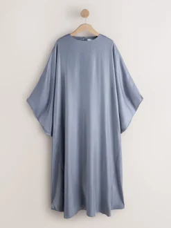 Charcoal Blue Kaftan Shimmer Maxi Dress