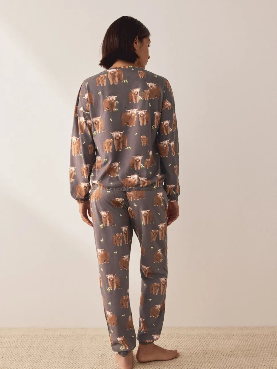 Charcoal Grey Hamish The Highland Cow Long Sleeve Pyjamas