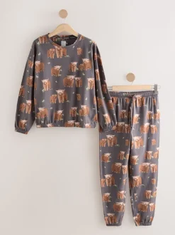 Charcoal Grey Hamish The Highland Cow Long Sleeve Pyjamas