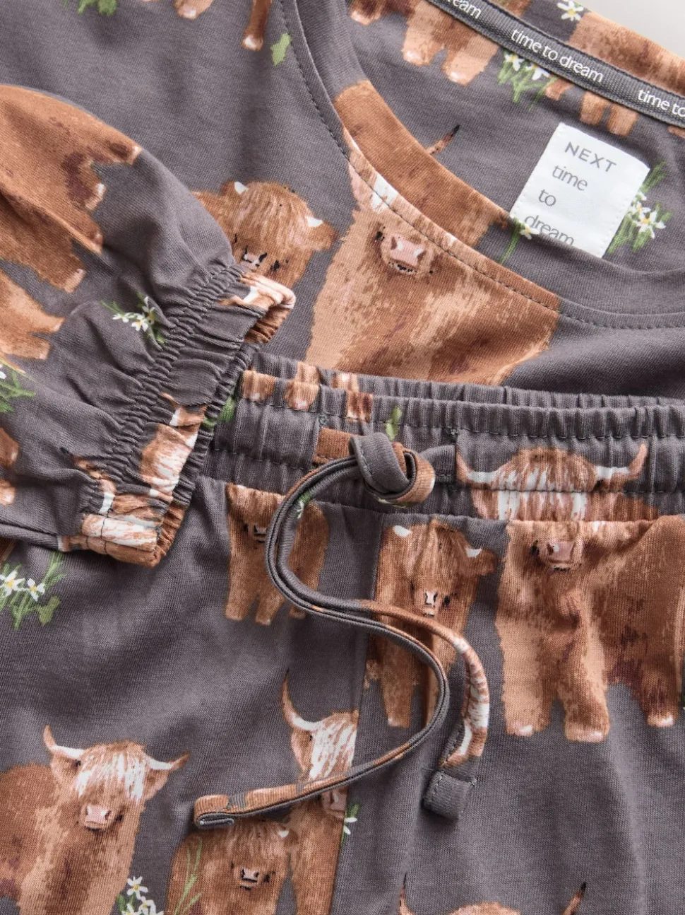 Charcoal Grey Hamish The Highland Cow Long Sleeve Pyjamas