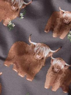 Charcoal Grey Hamish The Highland Cow Long Sleeve Pyjamas