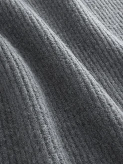 Charcoal Grey Super Soft V-Neck Midi Dress With Wool