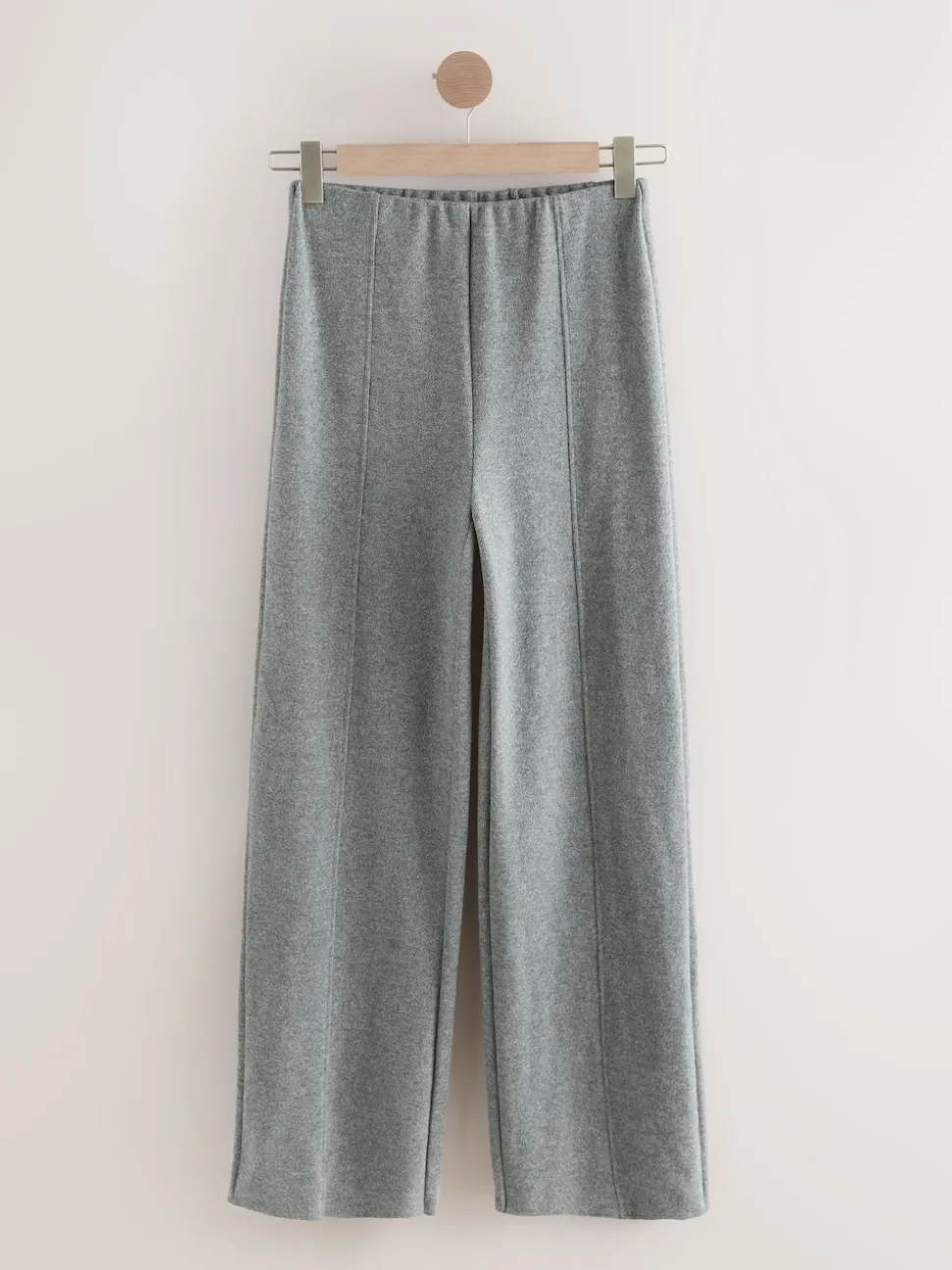 Charcoal Grey Supersoft Cosy Rib Wide Leg Knitted Trousers