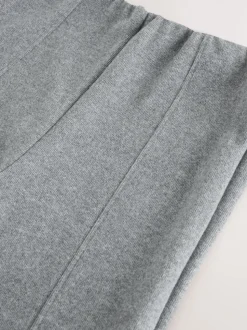 Charcoal Grey Supersoft Cosy Rib Wide Leg Knitted Trousers