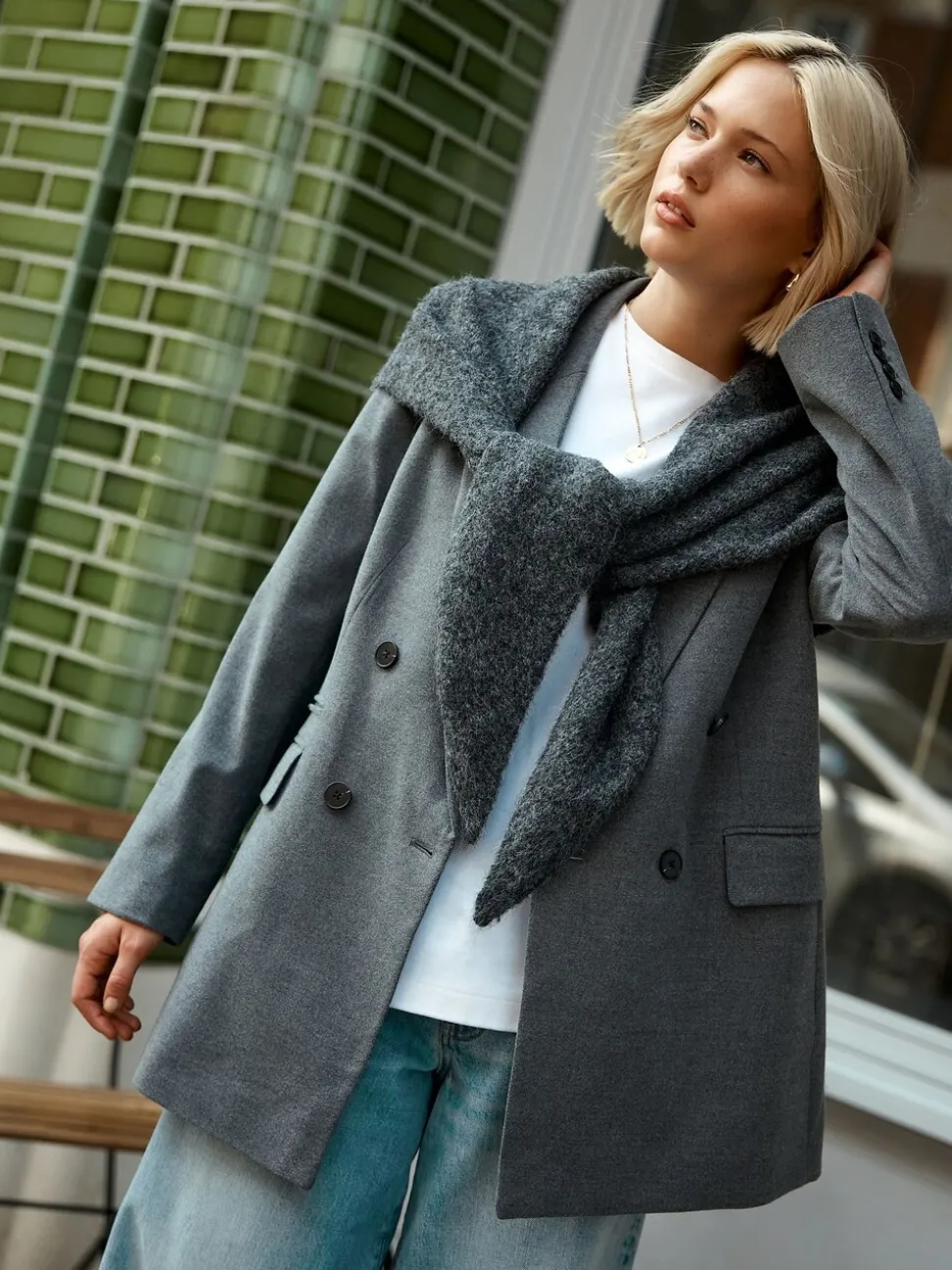 Charcoal Grey Triangle Scarf
