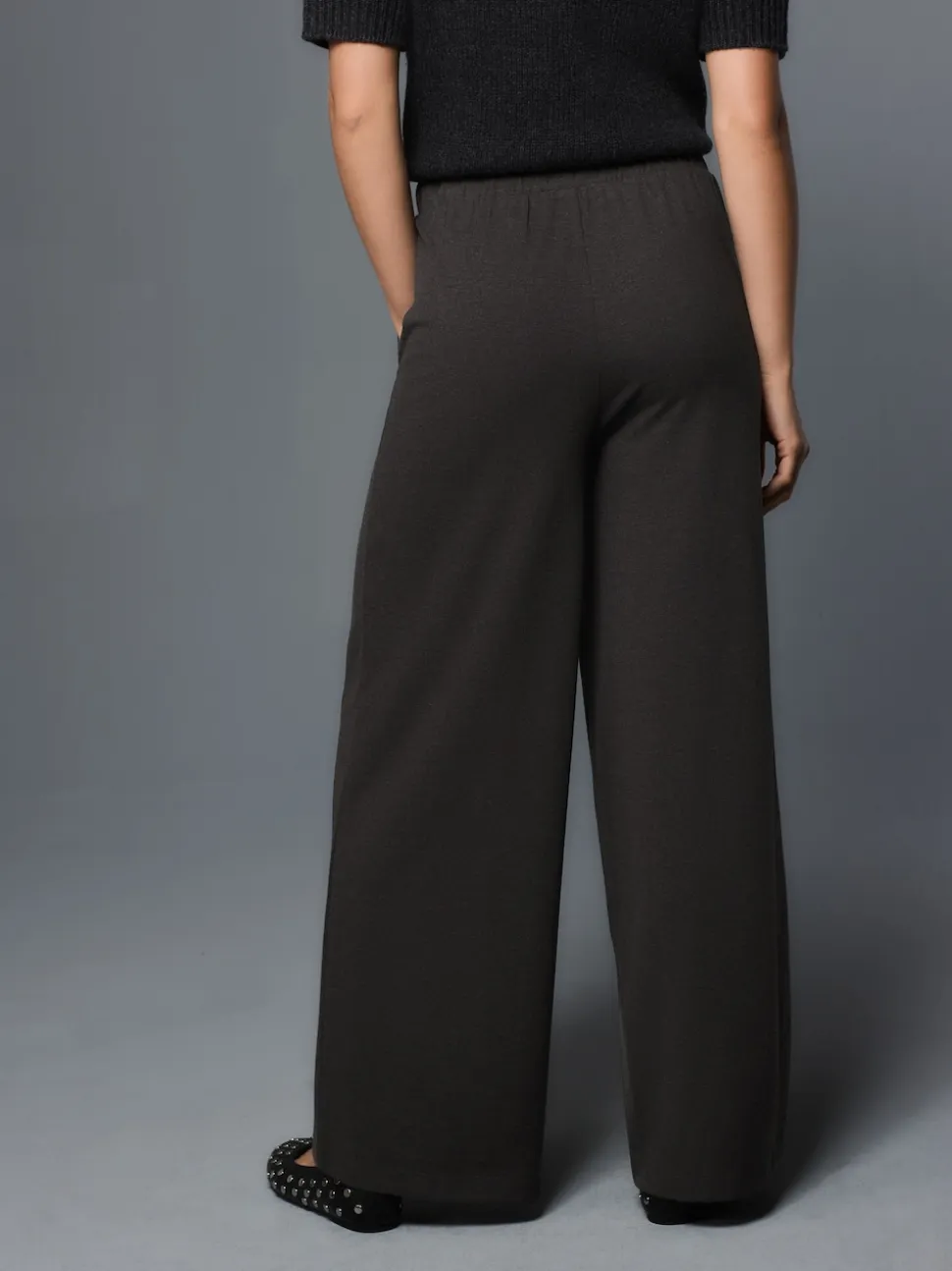 Charcoal Grey Wide Leg Jersey Joggers