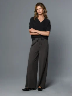 Charcoal Grey Wide Leg Jersey Joggers