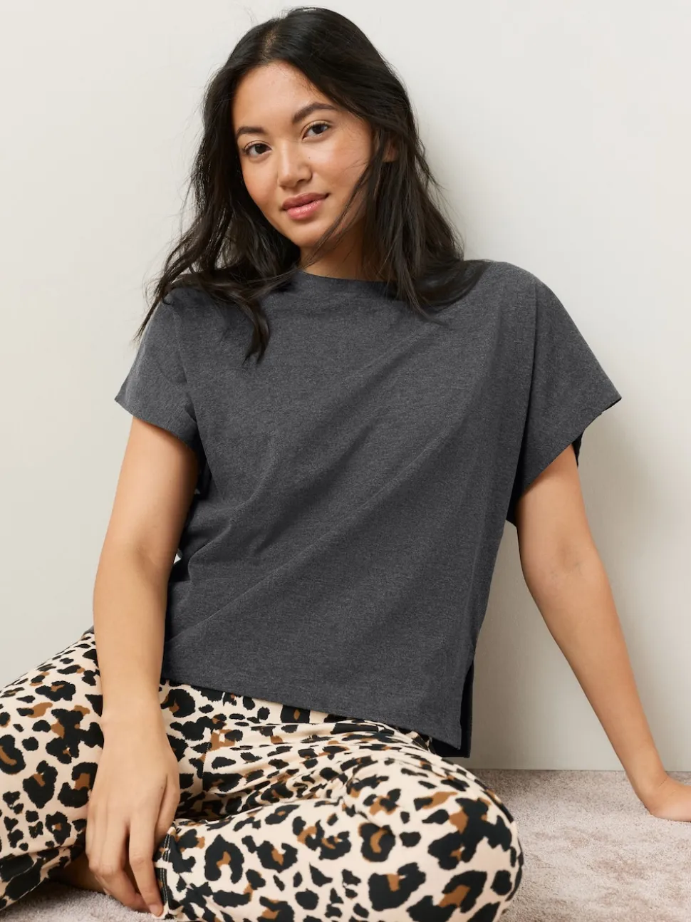 Charcoal Leopard Short Sleeve Pyjamas