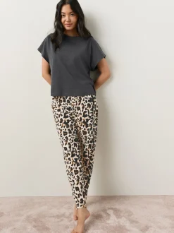 Charcoal Leopard Short Sleeve Pyjamas