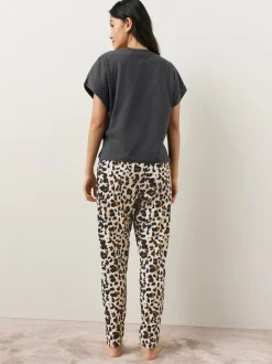 Charcoal Leopard Short Sleeve Pyjamas