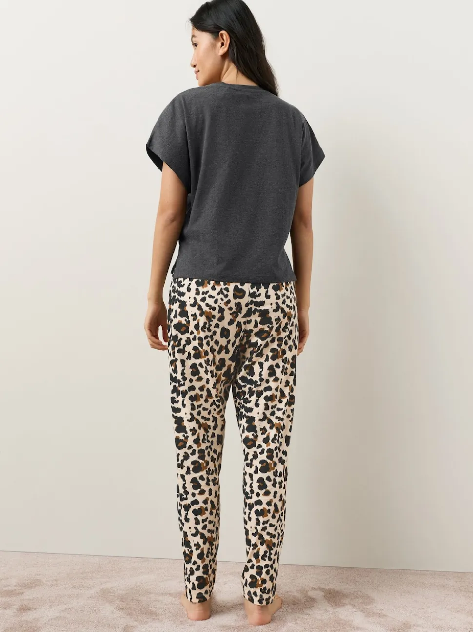 Charcoal Leopard Short Sleeve Pyjamas