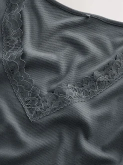 Charcoal Thermal Base Layer Lace Trim Bodysuit