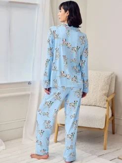 Chelsea Peers Blue Dalmation Dogs Print Long Pyjamas Set