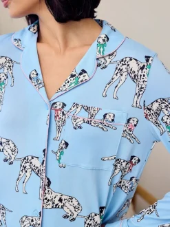 Chelsea Peers Blue Dalmation Dogs Print Long Pyjamas Set